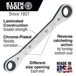 Klein Tools 68202 Ratcheting Box Wrench 1/2-Inch x 9/16-Inch with Reverse Ratcheting and Chrome Plated Finish