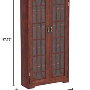 SEI Furniture Window Pane Storage Adjustable Shelves Display Cabinet, 47.75" H x 26.25" W x 9.5" D, Cherry