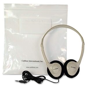 califone ca-2 individual stereo headphones with resealable storage bag, adjustable, beige