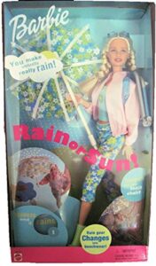 barbie rain or sun! doll with rain gear and beach wear