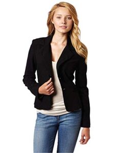 a. byer women's long sleeve button welt jacket, black, medium