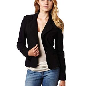 A. Byer Women's Long Sleeve Button welt Jacket, Black, Medium