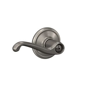 schlage f40 fla 619 flair door lever, bed & bath privacy lock, satin nickel