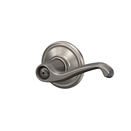 Schlage F40 FLA 619 Flair Door Lever, Bed & Bath Privacy Lock, Satin Nickel