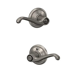 Schlage F40 FLA 619 Flair Door Lever, Bed & Bath Privacy Lock, Satin Nickel