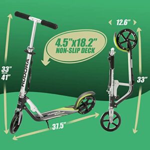 HUDORA Scooter for Kids Ages 6-12 - Scooter for Kids 8 Years and Up, Scooters for Teens 12 Years and Up, Adult Scooter with Big Wheels, Lightweight Durable All-Aluminum Frame Scooter