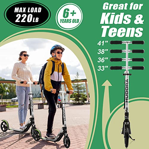 HUDORA Scooter for Kids Ages 6-12 - Scooter for Kids 8 Years and Up, Scooters for Teens 12 Years and Up, Adult Scooter with Big Wheels, Lightweight Durable All-Aluminum Frame Scooter