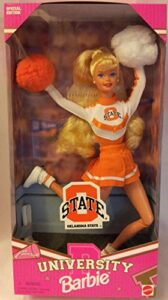 university barbie oklahoma state university cheerleader doll 1997 mattel #17752