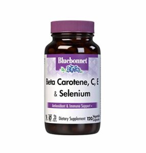 bluebonnet beta carotene c and e plus selenium vegetarian capsules, 120 count, white
