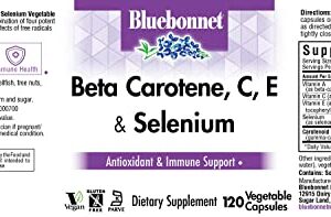 BlueBonnet Beta Carotene C and E Plus Selenium Vegetarian Capsules, 120 Count, White