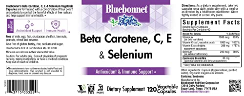 BlueBonnet Beta Carotene C and E Plus Selenium Vegetarian Capsules, 120 Count, White