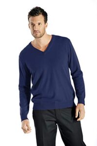 cashmere boutique: men's 100% pure cashmere v-neck sweater (color: navy blue, size: large)
