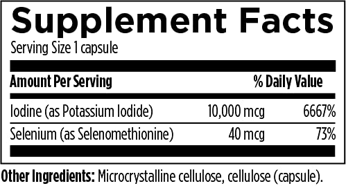 Designs for Health Iodine with Selenium - Iodine Synergy, 10mg Potassium Iodide + 40mcg Selenium (Selenomethionine) Supplement for Thyroid Support - Non-GMO + Gluten-Free (120 Capsules)