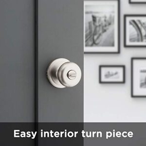 Kwikset Juno Keyed Entry Door Knob with Microban Antimicrobial Protection featuring SmartKey Security in Satin Nickel