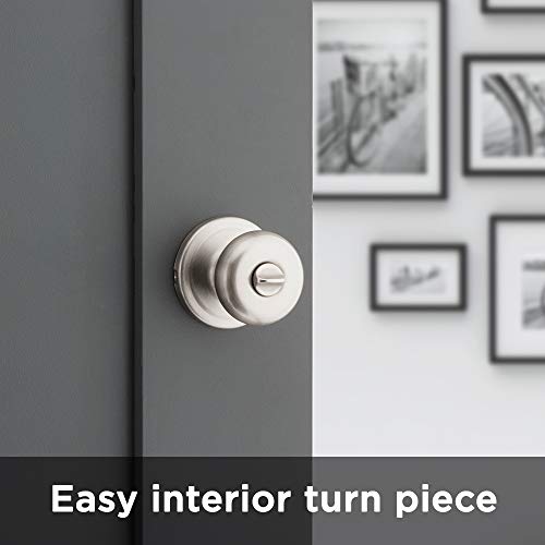 Kwikset Juno Keyed Entry Door Knob with Microban Antimicrobial Protection featuring SmartKey Security in Satin Nickel