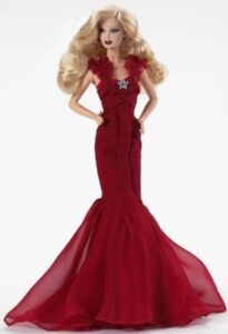 go red for women barbie doll (pink label)