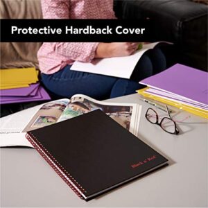 Black n' Red Notebook, Hardcover, Premium Optik Paper, Scribzee App Compatible, Environmentally Friendly, Durable Spiral Binding, 11" x 8 ", 70 Double-Sided Ruled Sheets, 1 Count (K67030)