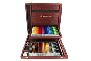 chalk-pastel pencil - stabilo carbothello - wooden box of 60 - assorted colors with sharpener and eraser