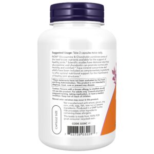 NOW Supplements, Glucosamine & Chondroitin, with Trace Mineral Concentrate and Alfalfa, 120 Veg Capsules