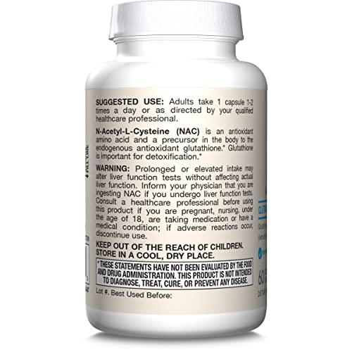 Jarrow Formulas N-A-C 500 Mg - Antioxidant Amino Acid Supplement – Supports Cellular Health & Liver Function - Precursor to Glutathione - Up to 60 Servings (Veggie Caps)