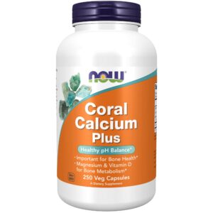 now supplements, coral calcium plus, bone health*, healthy ph balance*, 250 veg capsules