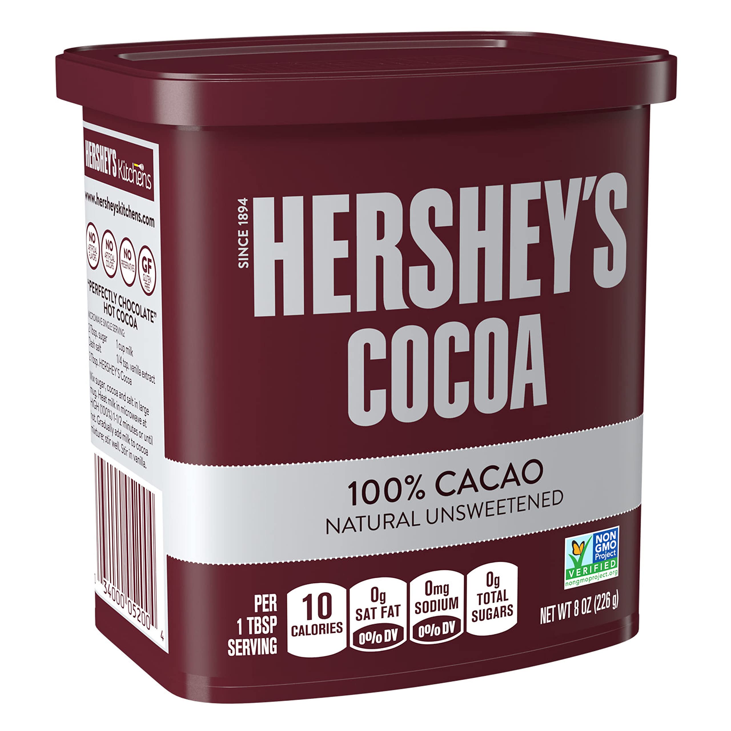 HERSHEY'S Natural Unsweetened Cocoa Powder Can, 8 oz