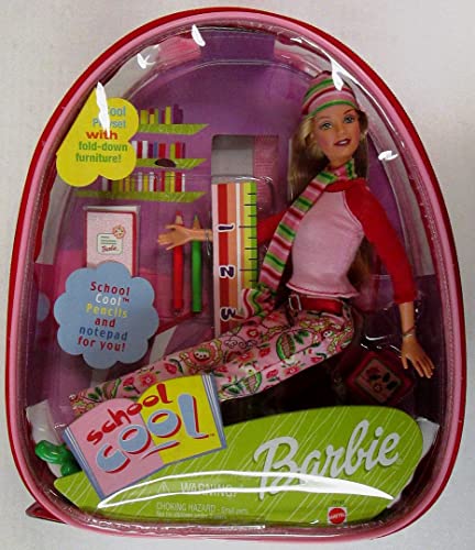 Barbie School Cool Doll with Plastic Backpack Carry Tote(2000)