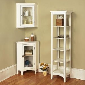 Teamson Home Madison Linen Tower Freestanding Cabinet Tall Narrow Bathroom Kitchen Living Room Storage with 5 Tier Shelves, White