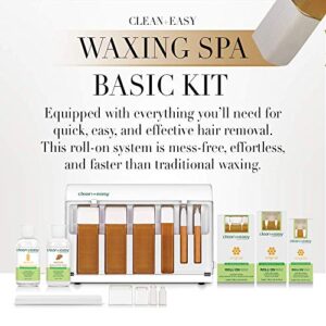 Clean + Easy® Waxing Spa Basic Kit (120V), Top Pick Complete Face and Body Hair Removal Essentials for a Smooth, Flawless, Hair-Free Skin for Weeks