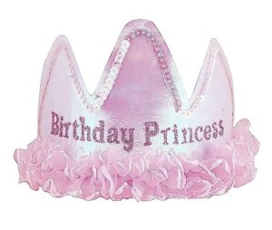 unique industries pink birthday princess ruffles tiara, one size