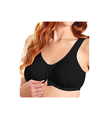 Leading Lady Women's Plus-Size Zig-Zag Weave Sleep Leisure Bra, Black, 50 B/C/D