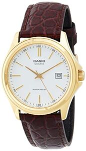 casio mtp-1183q-7a men's gold analog dress watch w/croc-leather band & date
