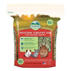 oxbow animal health western timothy hay - all natural hay for rabbits, guinea pigs, chinchillas, hamsters & gerbils - 15 oz.