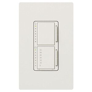 lutron maestro 300-watt single-pole digital dimmer and timer switch with wallplate, for incandescent and halogen bulbs, ma-l3t251hw-wh, white