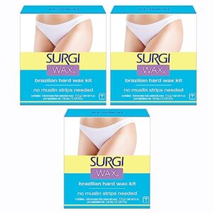 surgi-wax brazilian waxing kit for private parts, 4-ounce boxes (pack of 3)