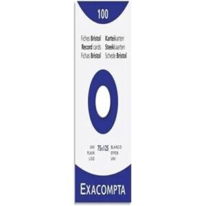 exacompta - ref 13301e - bristol plain board for printing (pack of 100) - 75 x 125mm in size, 205gsm card, compatible with printers - suitable for exam revision & notes - white