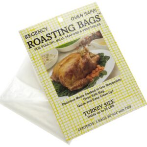 Regency Wraps Oven Safe Turkey Roasting Bag With Twist Ties, Clear, 20" x 24" (2 pack)