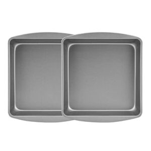 g & s metal products company ovenstuff nonstick square cake baking pan 9'', set of 2, gray