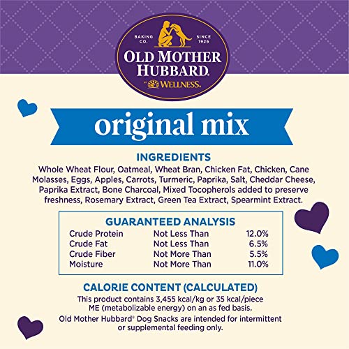 Old Mother Hubbard by Wellness Classic Original Mix Natural Dog Treats, Crunchy Oven-Baked Biscuits, Ideal for Training, Small Size, 3.8 pound bag