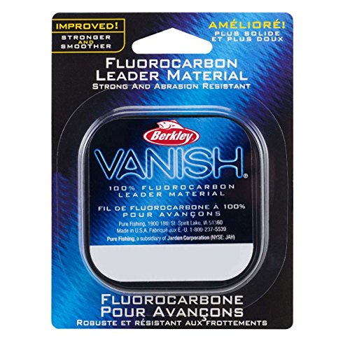 Berkley Vanish® Leader Material, Clear, 30lb | 13.6kg, 30yd | 27m Fluorocarbon Fishing Line, Suitable for Freshwater Environments