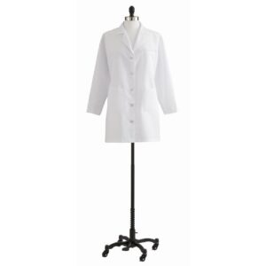 medline women's classic staff-length lab coat, white, size 30, 1 count