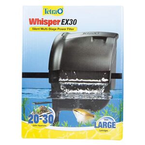 tetra whisper ex 30 filter for 20 to 30 gallon aquariums, silent multi-stage filtration (26311), blacks & grays
