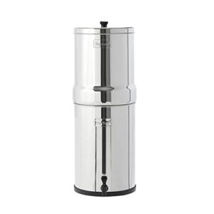 crown berkey gravity-fed stainless steel countertop water filter system 6 gallon with 2 authentic black berkey elements bb9-2 filters