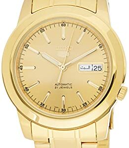 SEIKO Men's SNKE56 5 Automatic Gold Dial Gold-Tone Stainless Steel Watch