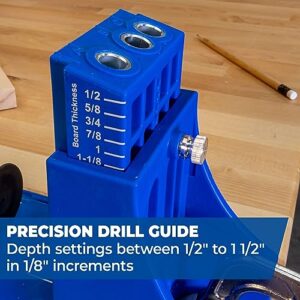 Kreg K4 Pocket Hole Jig - Adjustable, Versatile Jig for Strong Joints - Create Perfect, Rock-Solid Joints - Easily Adjustable Drill Guides - For Materials 1/2" to 1 1/2" Thick