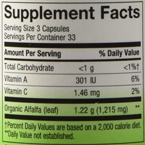 Nature's Way Alfalfa Leaves, 1,215 mg, 100 Vegetarian Capsules, Pack of 2