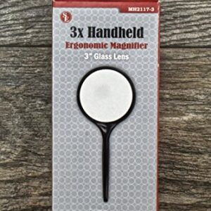 SE 3x Ergonomic Handheld Magnifier with 3" Glass Lens Dia. - MH2117-3