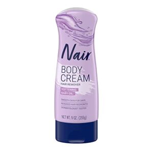 nair hair removal body cream with softening baby oil, leg and body hair remover, 3 pack