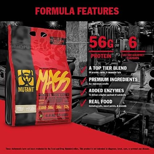 Mutant Mass Weight Gainer Protein Powder with a Whey Isolate, Concentrate, and Casein Protein Blend, for High-Calorie Workout Shakes, Smoothies and Drinks, (2.27 Kg), Strawberry Banana