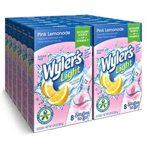 wyler's light singles to go powder packets, water drink mix, pink lemonade, 96 single servings (pack of 12)